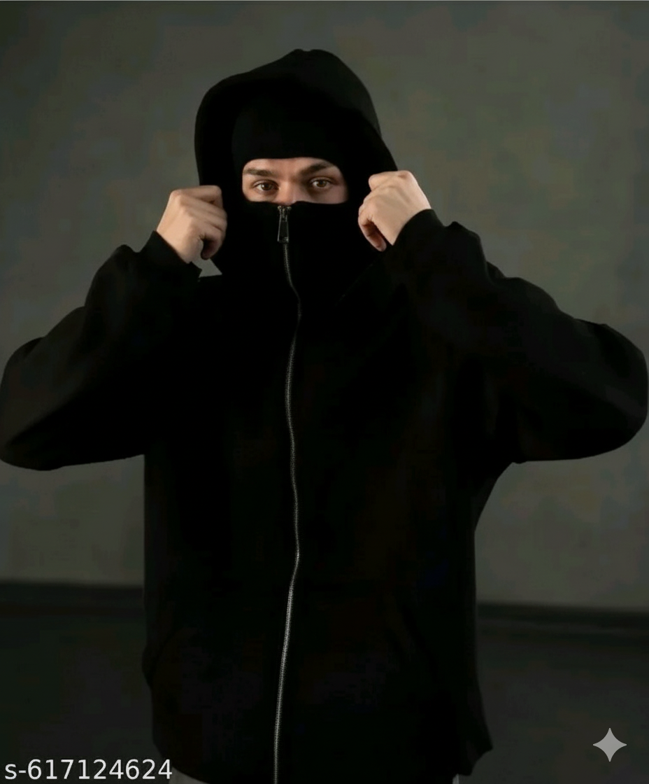 Men's Full Sleeves Zipper Hoodie with Mask