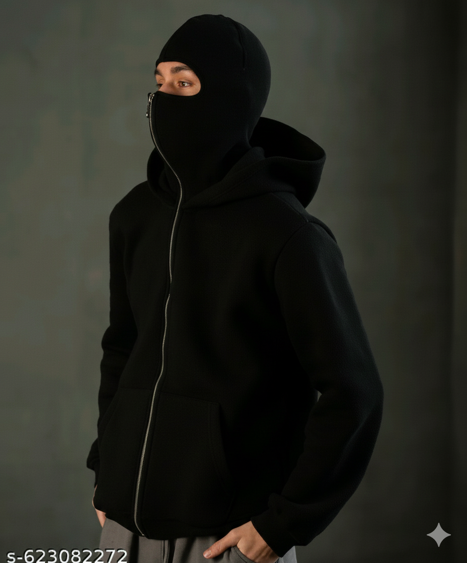 Men's Full Sleeves Zipper Hoodie with Mask