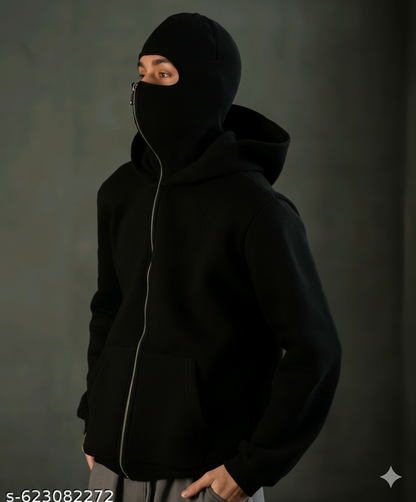 Men's Full Sleeves Zipper Hoodie with Mask